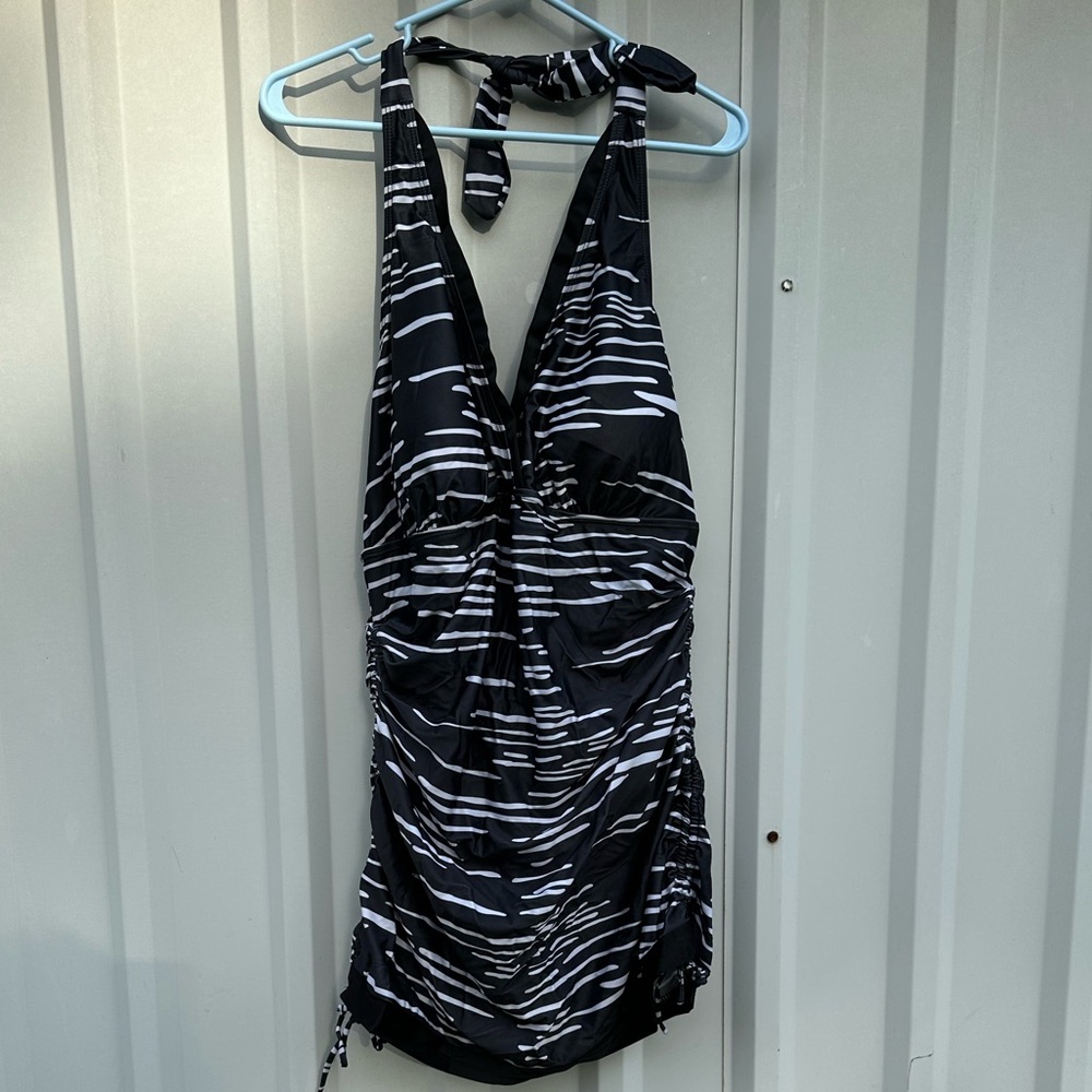 Black and White Halter Swimsuit